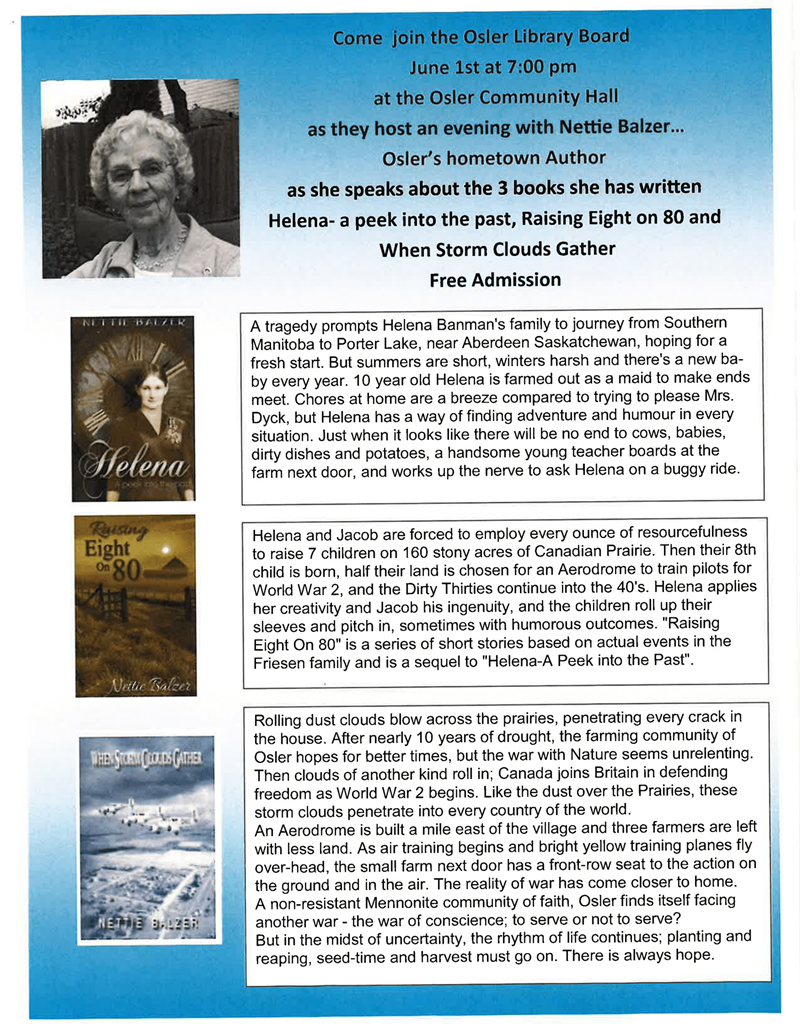 Free: Evening with Nettie Balzer (Author)